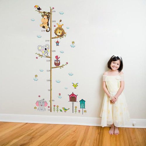 Un Ensemble D'autocollants Muraux Animaux, Tableau De Mesure De La Croissance De La Hauteur, Autocollant Mural Pour Chambre D'enfants, Décoration Murale De Salon