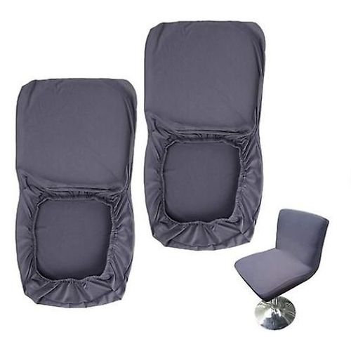 Lot De 2 Housses De Tabouret De Bar Gris Foncé Avec Dossier Extensible Pour Chaise Pivotante Courte