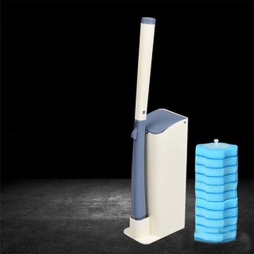 Kit de brosse WC jetable avec support mural - Système de nettoyage de toilettes jetable avec brosse WC de rechange