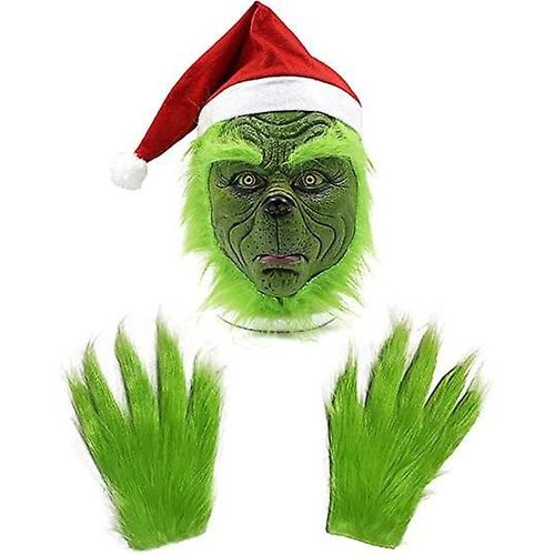 Masque Avec Bonnet De Père Noël, Masque De Noël Et Gants, Accessoires De Costume, Masque Effrayant En Latex