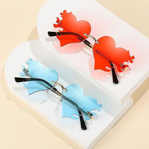 2 Paires De Lunettes De Soleil Fantaisie Créatives Unisexes Décoratives Pour Fêtes (Bleu, Rouge)