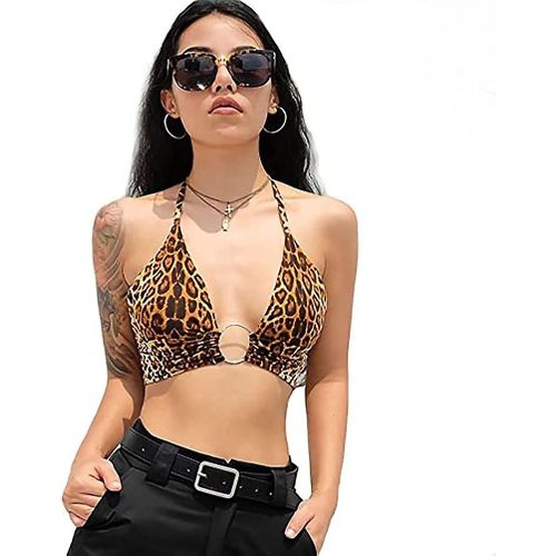 Camisole Dos Nu Pour Femme, Streetwear, Club, Panneau, Imprimé Léopard, Xl