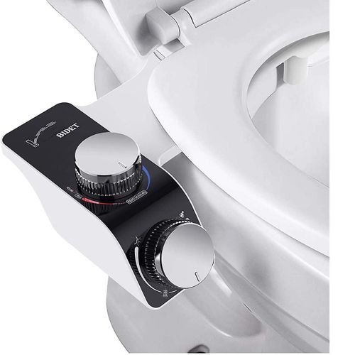 Pulvérisateur de bidet non électrique avec doubles buses rétractables autonettoyantes - Nettoyage avant et arrière - Bouton poussoir réglable pour l'eau froide