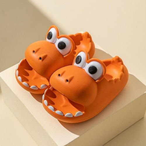 Chaussons D'été Pour Garçons Et Filles, Mignons Dinosaures, Semelles Épaisses, Antidérapants, Couleur Orange