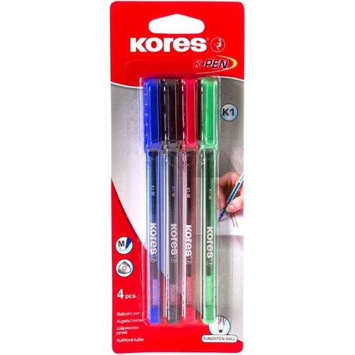 Stylo À Bille De Couleur, Stylo À Bille 1 Mm À Pointe Moyenne Avec Encre Anti - Salissure Pour Une Écriture Douce, Forme Triangulaire Ergonomique, Paquet De 4 Couleurs Assorties