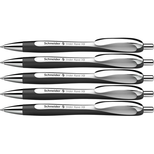 Slider Rave Xb 132549 Lot De 5 Stylos À Bille (Édition Spéciale Limitée En Blanc/Noir, Rétractables Et Rechargeables, Indélébile) - Couleur De L'encre: Bleu