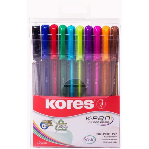 Stylos À Bille De Couleur, Stylo À Bille 1 Mm À Pointe Moyenne Avec Encre Anti - Salissure Pour Une Écriture Douce, Forme Triangulaire Ergonomique, Paquet De 10 En Couleurs Assorties