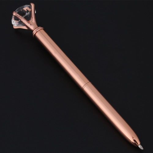 Grand Cristal Diamant Stylo À Bille Rétractable En Métal Pour Étudiant École Fournitures De Bureau (Or Rose)