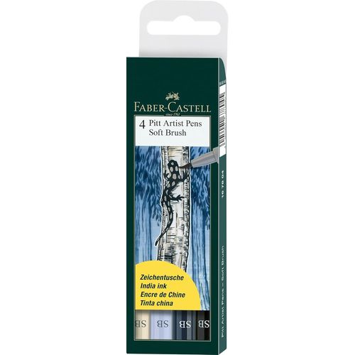 4 X Pitt Artiste Stylos (Brosse Douce) Nuances De Gris