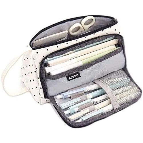Étui À Crayons Pour Stylo Marqueur De Grande Capacité En Toile Colorée , Organisateur De Stylo Avec Fermeture À Glissière De Couleur, Deux Méthodes Ouvertes Différentes, Points De Curcuma