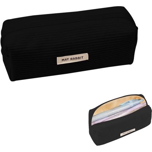 Deepton Trousse Tissu Cordon, Trousse Adolescent école, Trousse Stylo, Grande capacité de Stockage Trousse Stylo, Adolescent pour Trousse de Toilette (Noir)