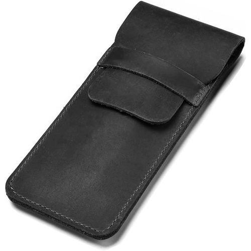 Étui À Stylo En Cuir Fait À La Main Avec Plusieurs Stylos - Noir - Taille L