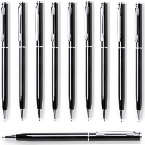 Lot De 10 Stylos À Bille Rotatifs Élégants En Aluminium - Pour Le Bureau Et Le Lieu De Travail - Argenté, Or, Noir, Blanc, Jaune, Bleu, Rouge, Orange, Rose, Vert, Noir