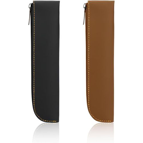2 Pièces Etui Stylos Cuir, Étui À Stylos Stylé Avec Fermeture Éclair, Porte - Stylo, Poche Pour Cigarette Electronique, Stylos À Bille, Stylos À Plume, Pinceaux, Pour École, Université