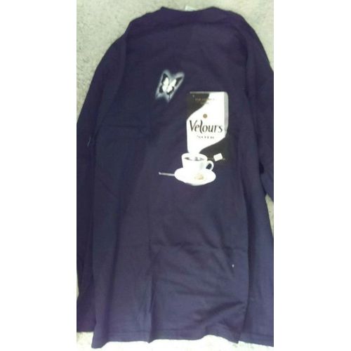 T.Shirt Publicitaire : Cafe Velours Noir Manches Longues Neuf Idee Cadeau