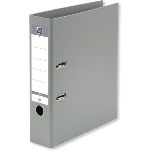Classeur À Levier Smart Pro+ A4xl Dos 80mm 2 Anneaux Couverture Polypro Rembordée Gris, 28,3 X 32 X 8 Cm