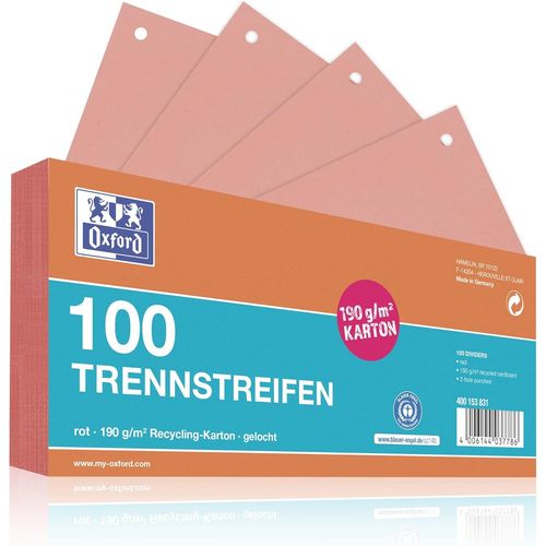 Lot De 100 Intercalaires Perforés En Carton Rouge 190 G/M²