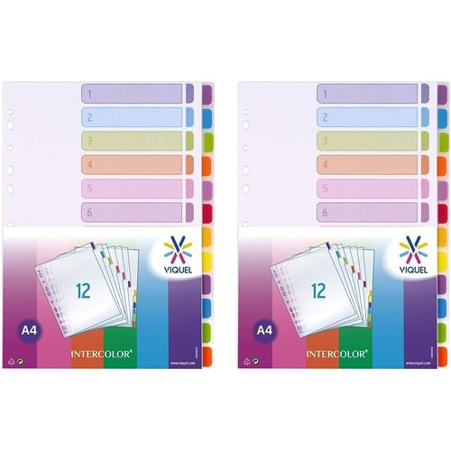 Lot De 24 Intercalaires En Polypropylène A4 Intercolor