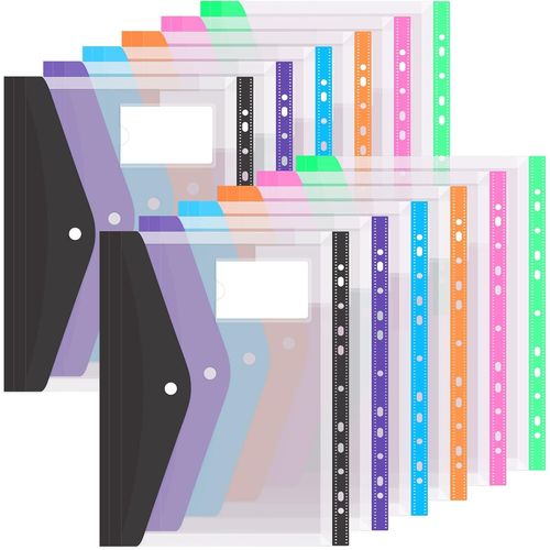 Paquet De 12 Sacs À Documents A4 Documents, A4 Cartable Sac, Format Lettre Plastique Cartable Enveloppe 11 Anneaux Cartable Inserts Pour 2/3 / 4 Anneaux Cartable A4