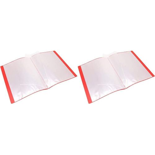 Protège Documents A4 80 Vues 40 Pochettes Couverture Polypro Rouge (Lot De 2)
