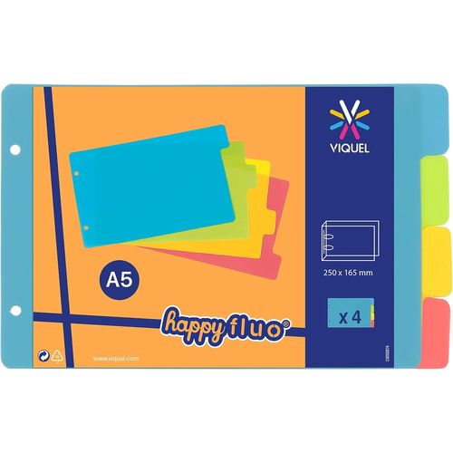 Intercalaires Pour Classeur À Fiches Bristol 14,7x23,5 Cm En Plastique - Intercalaires Coloris Fluo
