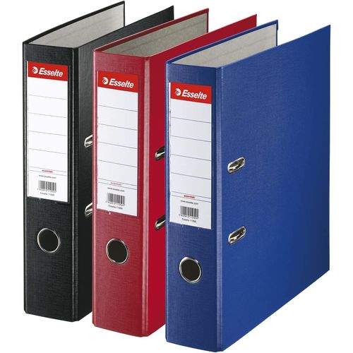 Essentials, Pack De 3 Classeurs À Levier, Bleu, Noir Et Rouge, Dos 75mm, A4, Pp
