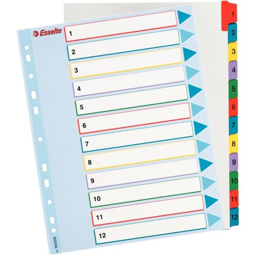 Intercalaires Réinscriptibles - 12 Touches Multicolore A4