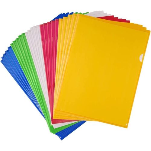 25 Pcs A4 Zip Document Dossier Pochette Flush Folders Plastique Porte Documents Couleurs Assorties