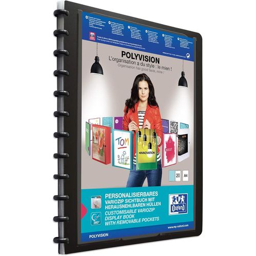 6143 Porte-Documents À Spirale Vario-Zipp Avec 20 Pochettes A4 Noir 235 X 310 Mm