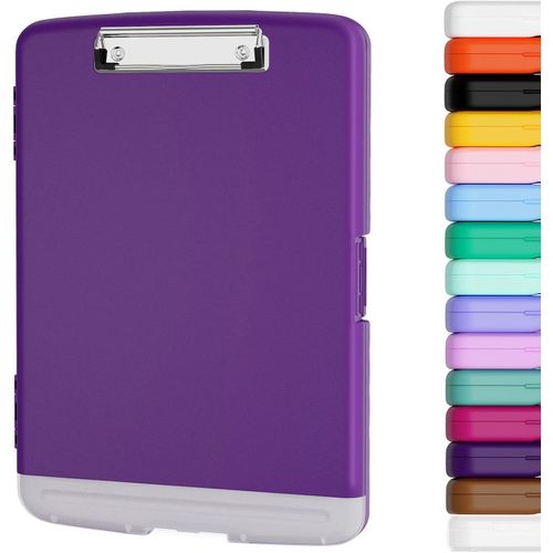 Porte-Bloc Avec Rangement, Porte-Stylo Et Classeur Légal A4, En Plastique Résistant, À Ouverture Latérale, Clip À Profil Bas, Pour Infirmières, Enseignants, Juristes, Violet Foncé