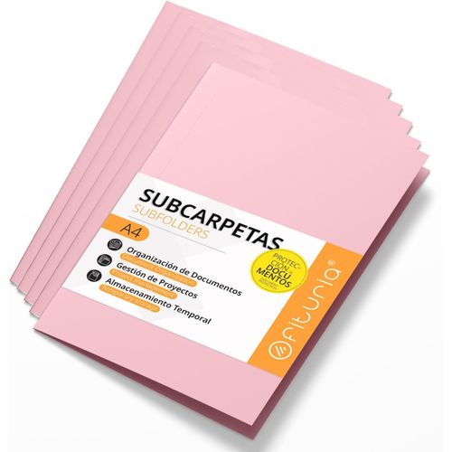 Sous Chemises Cartonnées A4, Chemises Cartonnées De Papier 180gr, Pochette Rangement Documents, Pack De 50 Sous Chemises Colorées Pour Archiver Et Organiser Les Papiers - Ofituria (Rose)