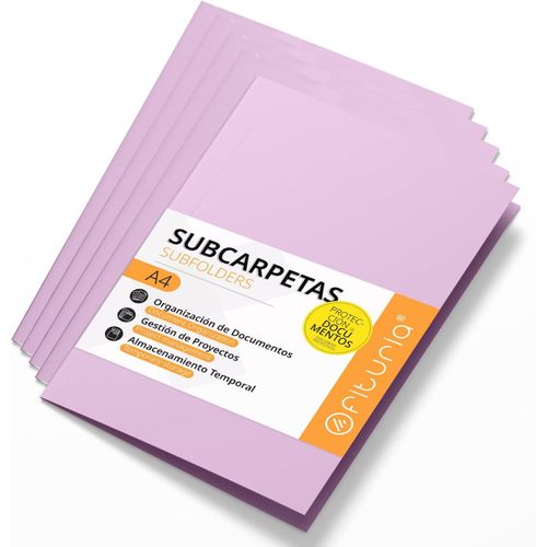 Sous Chemises Cartonnées A4, Chemises Cartonnées De Papier 180gr, Pochette Rangement Documents, Pack De 50 Sous Chemises Colorées Pour Archiver Et Organiser Les Papiers - Ofituria (Violet)