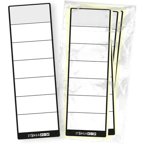 Lot De 50 Étiquettes Autocollantes En Papier Adhésif Pour Dos De Classeur - Pour Dossiers Larges - 6 X 19 Cm (Noir)