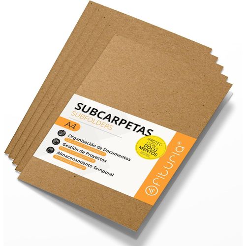 Sous Chemises Cartonnées A4, Chemises Cartonnées De Papier 240gr, Pochette Rangement Documents, Pack De 50 Sous Chemises Colorées Pour Archiver Et Organiser Les Papiers - Ofituria (Kraft Bicolore)