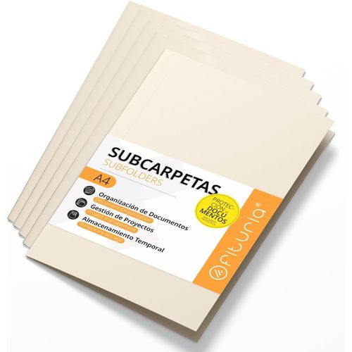 Sous Chemises Cartonnées A4, Chemises Cartonnées De Papier 180gr, Pochette Rangement Documents, Pack De 50 Sous Chemises Colorées Pour Archiver Et Organiser Les Papiers - Ofituria (Ivoire)