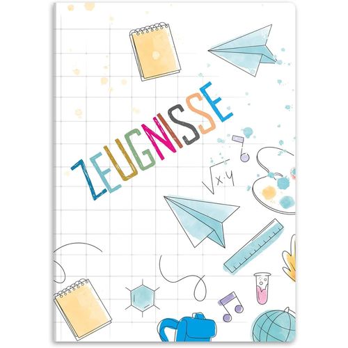 Porte-Documents Robuste Avec Motif Din A4 - 20 Pochettes Solides - Pour Enfants, Adolescents, Étudiants, Filles, Garçons (Motif Doodles - École)