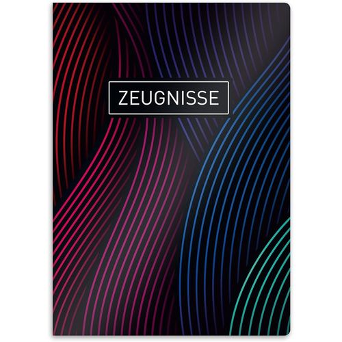 Porte-Documents Robuste Avec Motif Din A4 - 20 Pochettes Solides - Pour Enfants, Adolescents, Étudiants, Filles, Garçons (Motif Lignes Ondulées)