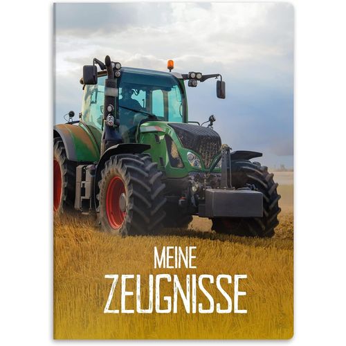Porte-Documents Avec Motif Din A4 - Avec 20 Pochettes Solides - Pour Enfants, Adolescents, Étudiants, Filles, Garçons (Motif Tracteur Sur Le Champ)