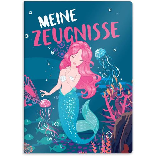 Porte-Documents Robuste Avec Motif Din A4 - 20 Pochettes Solides - Pour Enfants, Adolescents, Étudiants, Filles, Garçons (Motif Sirène)