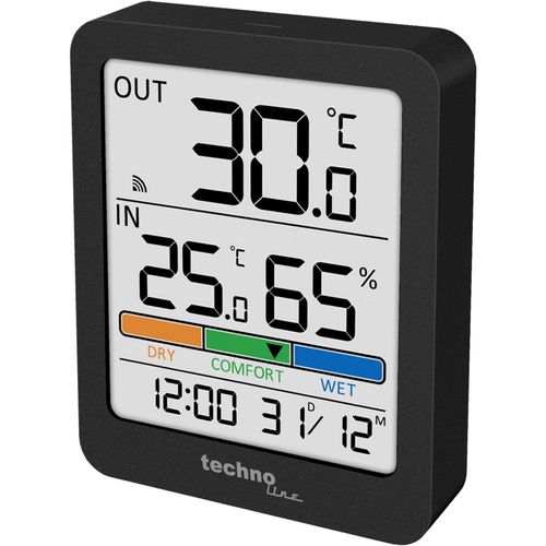 Technoline WS9488 Thermomètre hygromètre avec température extérieure, affichage de confort, humidité de l'air, température intérieure, rétroéclairage, heure