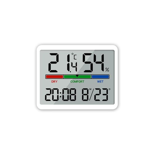 Petit thermomètre-hygromètre numérique avec horloge et grand écran, capteur de température intérieure simple, capteur d'humidité, moniteur d'air
