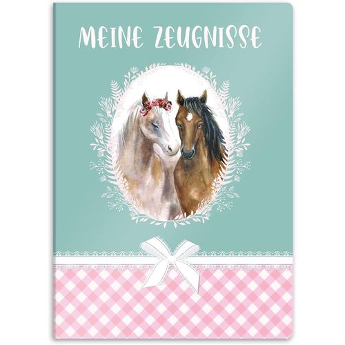 Porte-Documents Robuste Avec Motif Din A4 - 20 Pochettes Solides - Pour Enfants, Adolescents, Étudiants, Filles, Garçons (Motif Cheval)