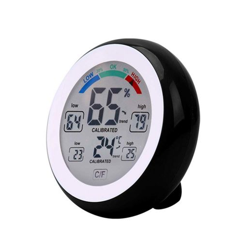 Thermomètre Hygromètre électronique sans Fil Pour Intérieur et Extérieur,écran Tactile Rond Avec écran LCD,Testeur de Station Météo,UD02 Noir