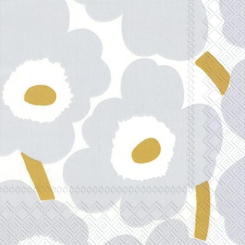 Kal-Unikko Lot De Serviettes De Table En Papier 3 Plis Blanc Argenté