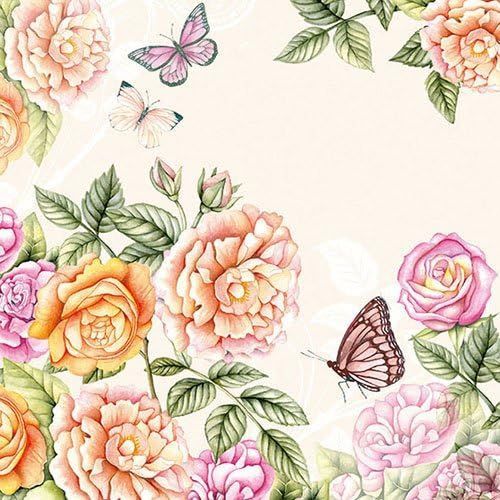 Kal-Serviettes En Papier, Pour Déjeuner, Fête, Environ 33 X 33 Cm, Décoration De Table Motif Jardin Botanique Crème