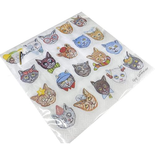 Kal-Serviettes En Papier Guy Untereiner ® - 33 X 33 Cm - Every Day Pour Toute Occasion - Funny Cats