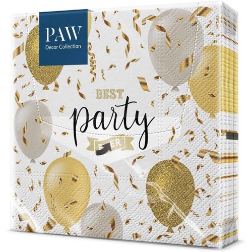 Kal-Paw - Serviette Papier 3 Plis (33 X 33 Cm) I Lot De 20 I Des Serviettes De Table Qui Sont Parfaites Pour Les Fêtes, Les Anniversaires, Les Réunions Entre Amis (Elegant Balloons)