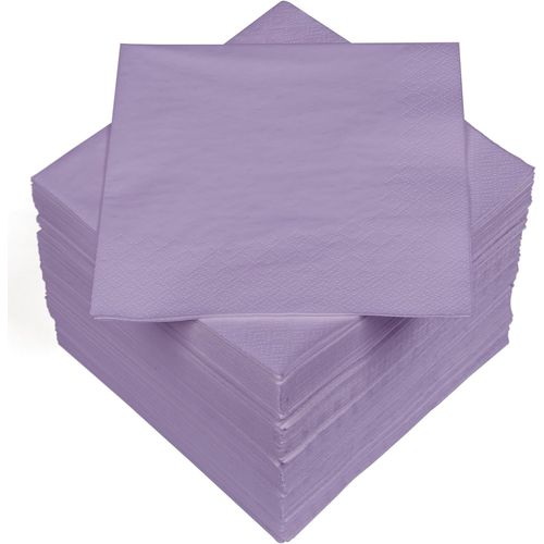 Kal-Lot De 100 Serviettes Unies Triple Épaisseur, 33 X 33 Cm, Qualité Uniforme Pour Événements Et Restauration, Pratiques, Très Absorbantes Et Élégantes, Lilas