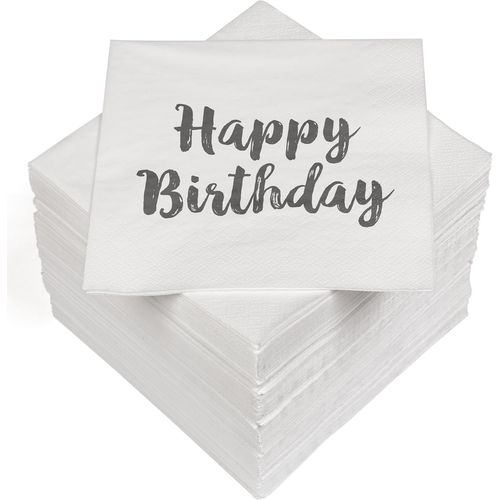 Kal-30243-315 Lot De 100 Serviettes De Table 3 Plis Happy Birthday 2 33 X 33 Cm
