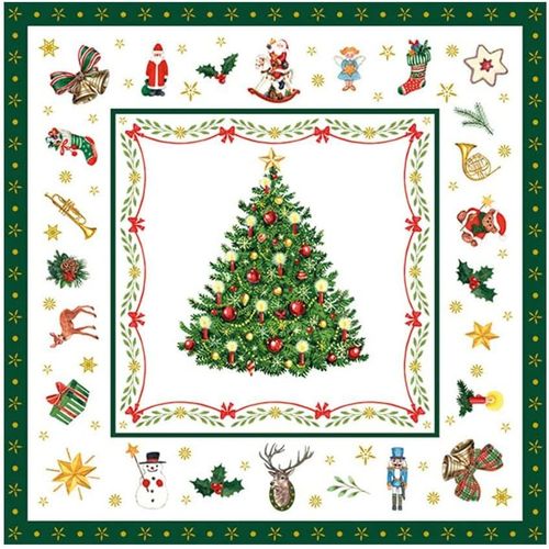 Kal-Serviette De Table 33 Cm De Long Noël À Feuilles Persistantes Blanc